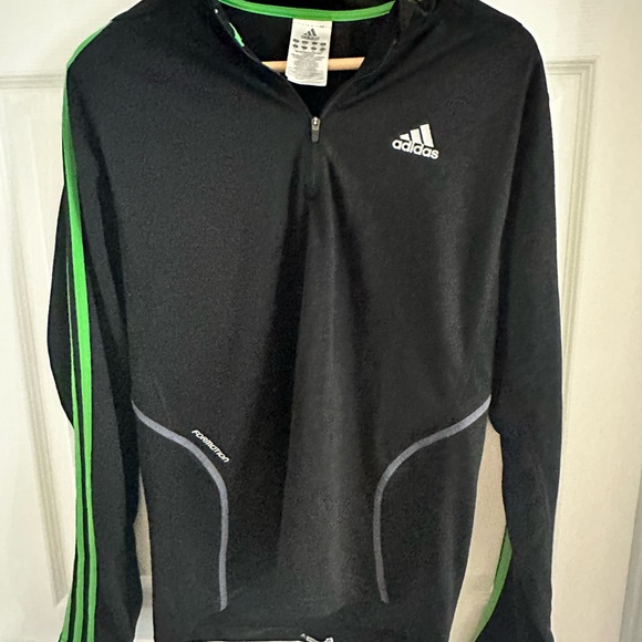Adidas Black Athletic Tee with Green Stripes - Picture 1 of 2
